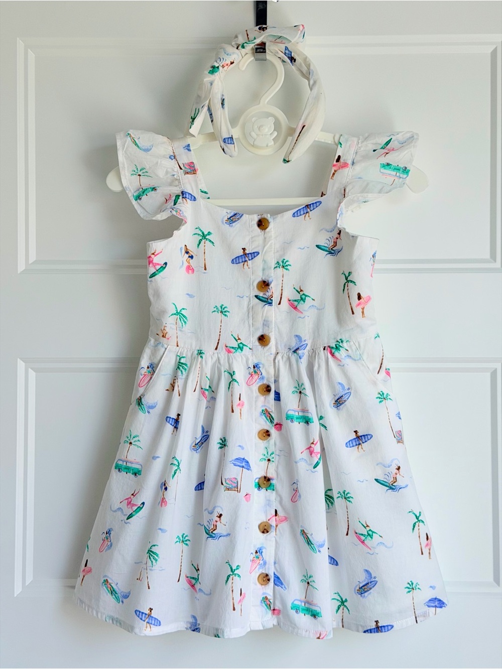 Janie and Jack White Tropical Print Girls' Sundress with Headband